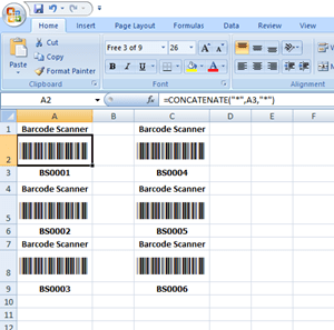Free excel barcode add in